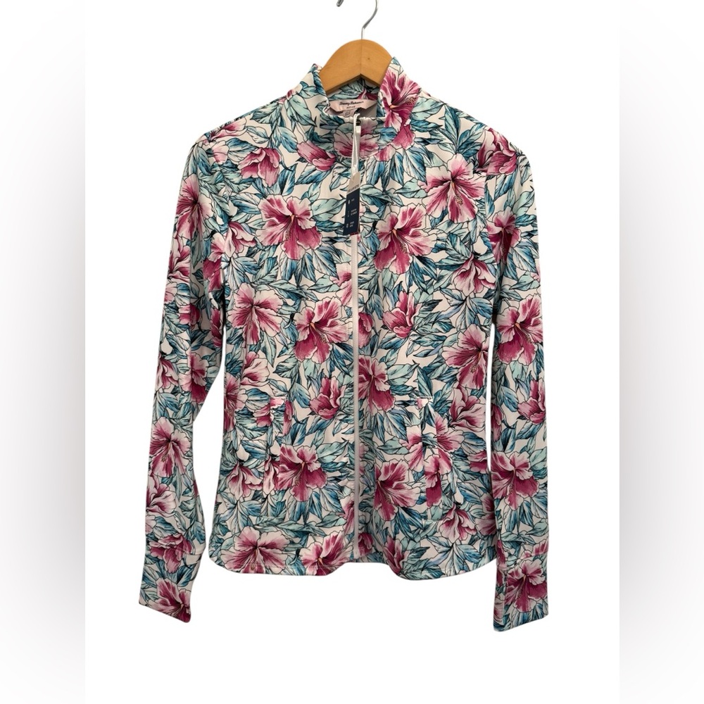 NWT Tommy Bahama Floral Golf/Tennis Full Zip Activewear Jacket UPF 50 Medium